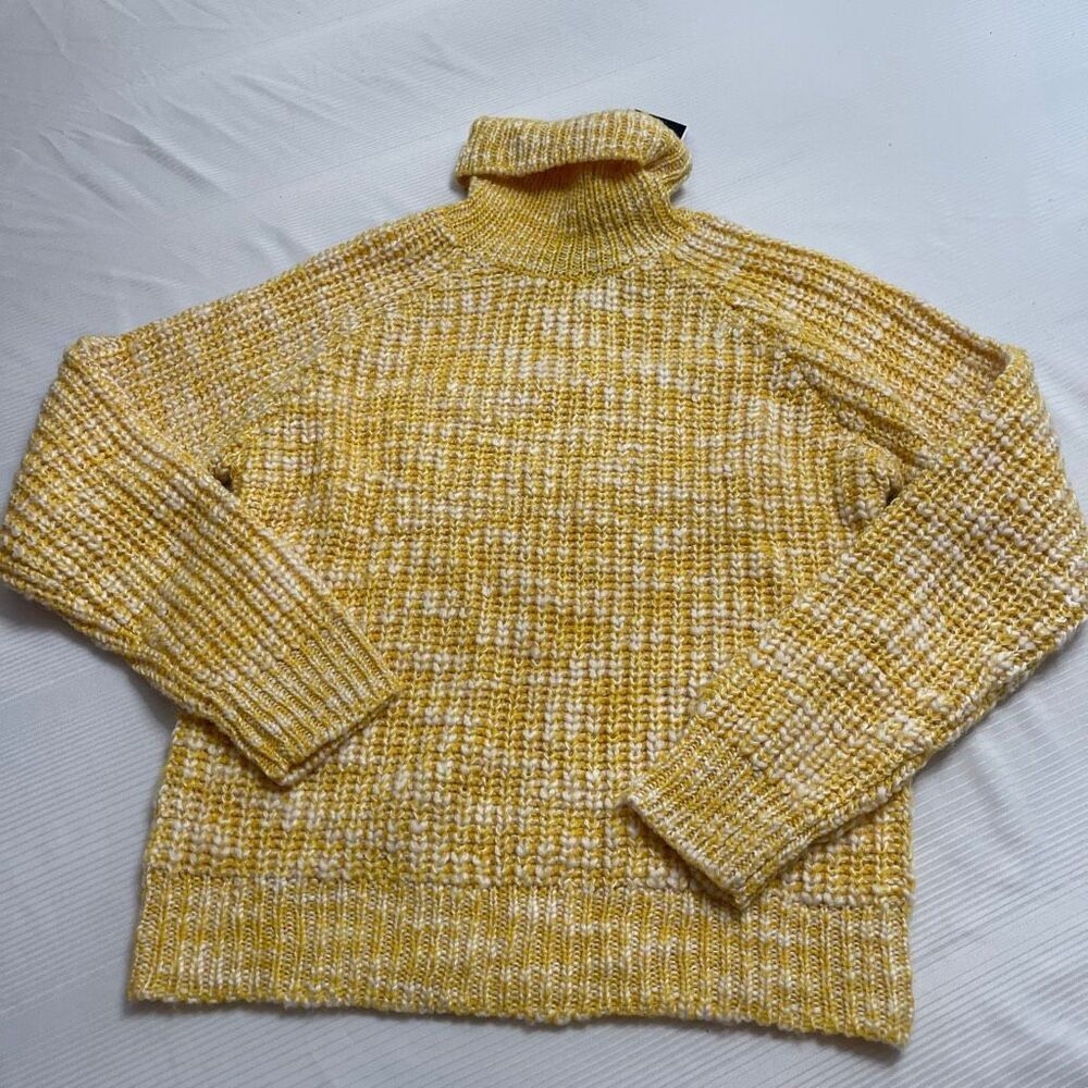 NWT PIOMBO Yellow Chunky Knit Turtleneck Sweater Size Small New